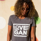 Recycled clothing, recycled polyester, ethical clothing, sustainable clothing,  vegan clothing, save the planet, vegan, vegan slogan, love gang store, love gang. vegan tee, vegan slogan tee.  maglietta vegana etica sostenibile: camiseta  vegano ético y sostenible. Vegan gift ideas. sustainable gift. 