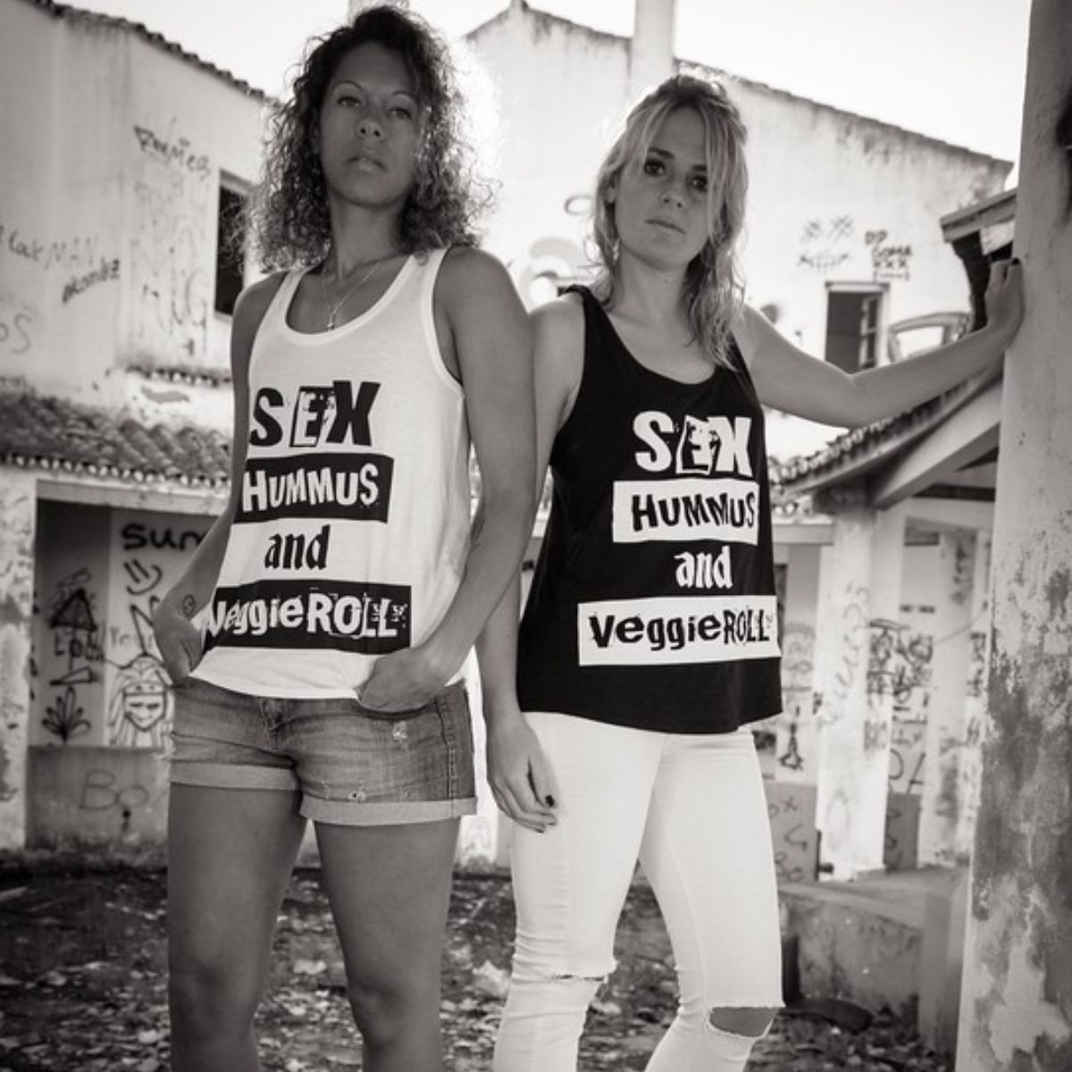 Womens Bamboo Vest - Sex Hummus and Veggie Roll